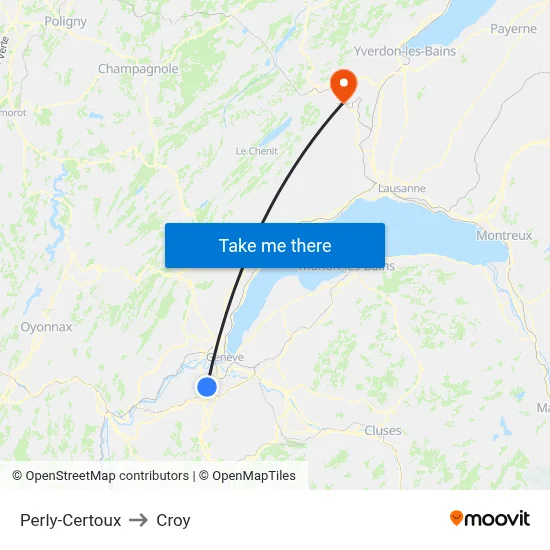 Perly-Certoux to Croy map