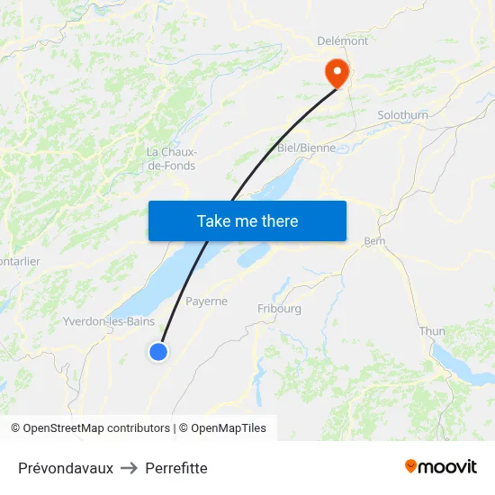 Prévondavaux to Perrefitte map