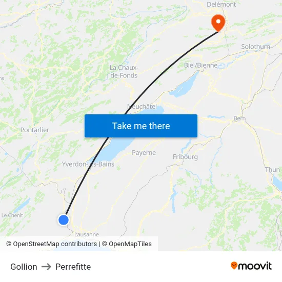Gollion to Perrefitte map