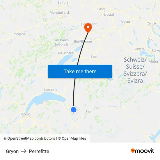Gryon to Perrefitte map