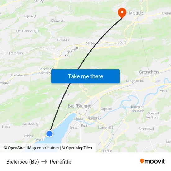 Bielersee (Be) to Perrefitte map