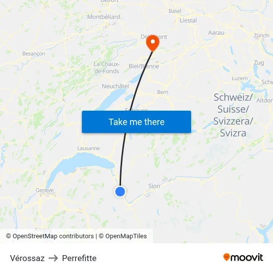 Vérossaz to Perrefitte map