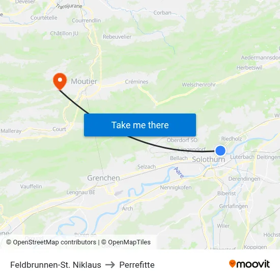 Feldbrunnen-St. Niklaus to Perrefitte map