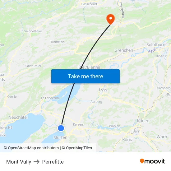 Mont-Vully to Perrefitte map