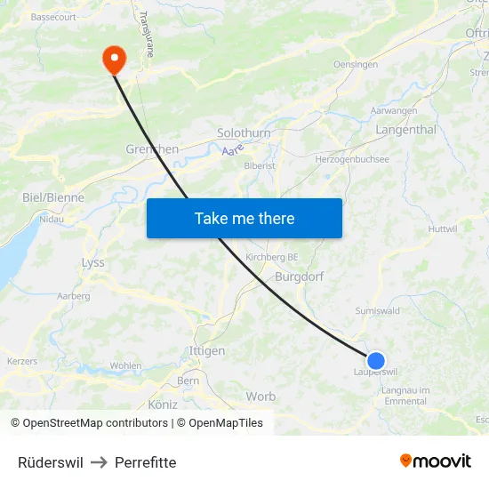 Rüderswil to Perrefitte map