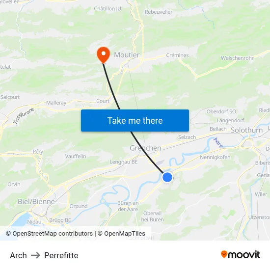 Arch to Perrefitte map
