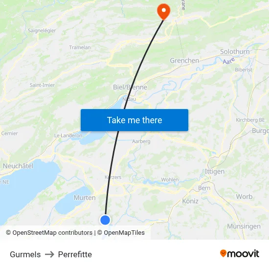Gurmels to Perrefitte map