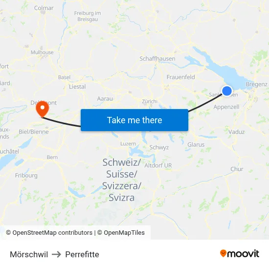Mörschwil to Perrefitte map