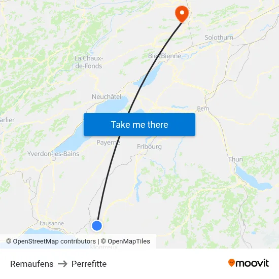 Remaufens to Perrefitte map