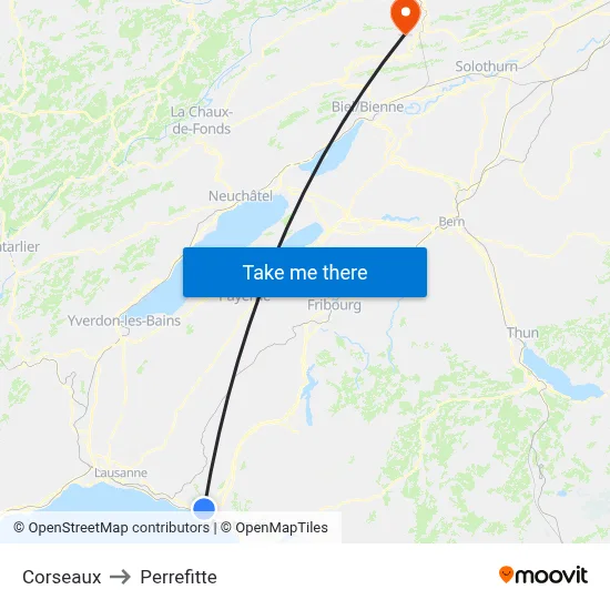 Corseaux to Perrefitte map