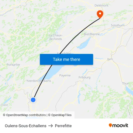 Oulens-Sous-Echallens to Perrefitte map
