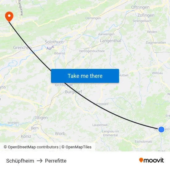 Schüpfheim to Perrefitte map