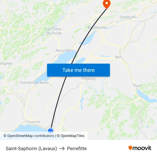 Saint-Saphorin (Lavaux) to Perrefitte map