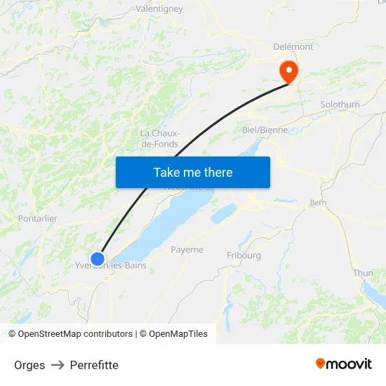 Orges to Perrefitte map