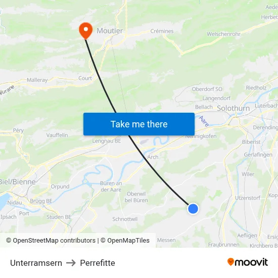 Unterramsern to Perrefitte map