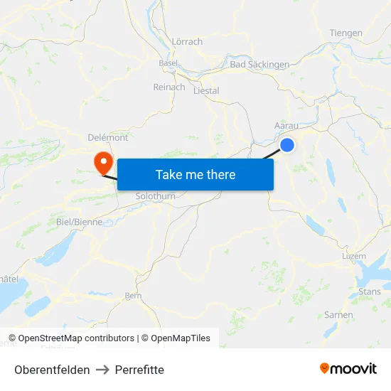 Oberentfelden to Perrefitte map