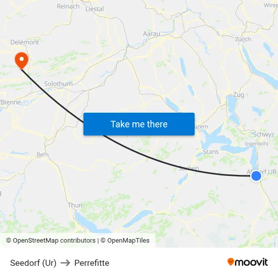 Seedorf (Ur) to Perrefitte map
