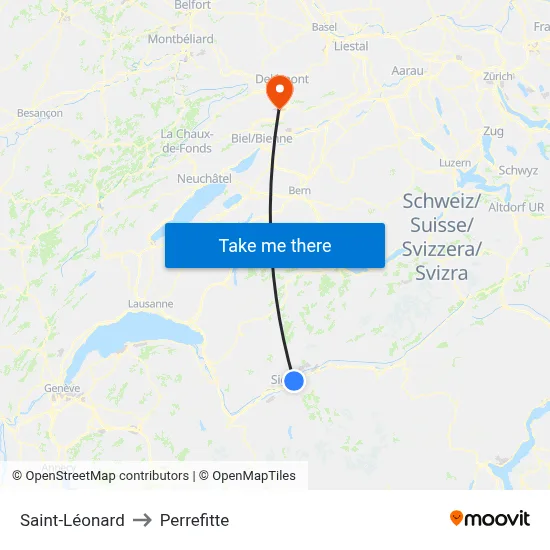 Saint-Léonard to Perrefitte map