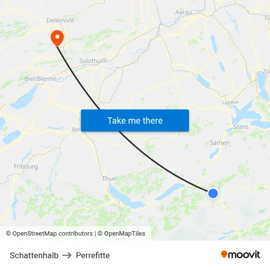 Schattenhalb to Perrefitte map