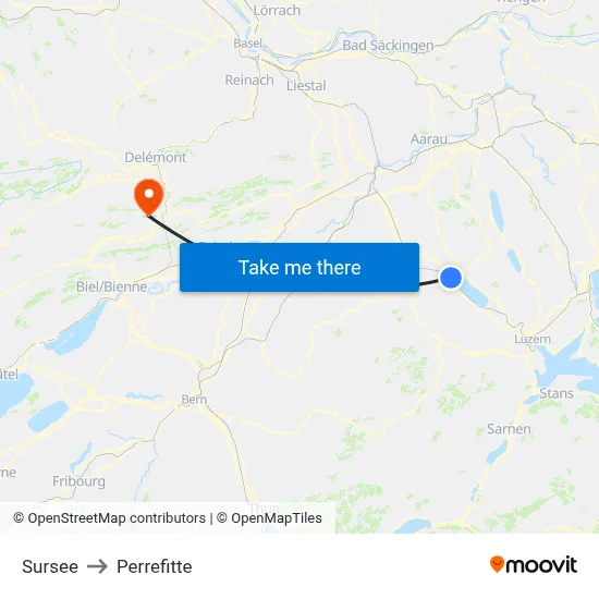 Sursee to Perrefitte map