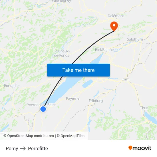 Pomy to Perrefitte map