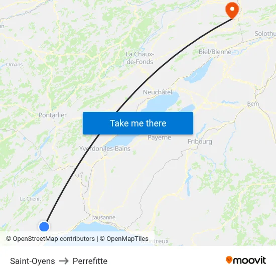 Saint-Oyens to Perrefitte map