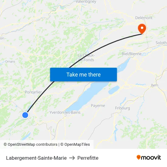Labergement-Sainte-Marie to Perrefitte map
