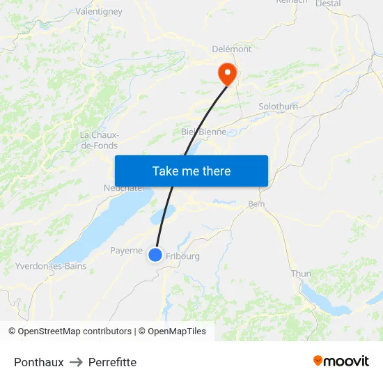 Ponthaux to Perrefitte map