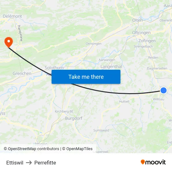 Ettiswil to Perrefitte map