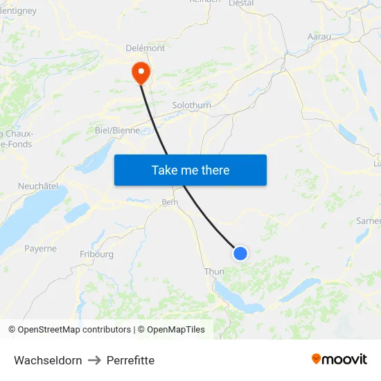 Wachseldorn to Perrefitte map