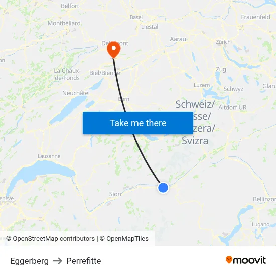 Eggerberg to Perrefitte map