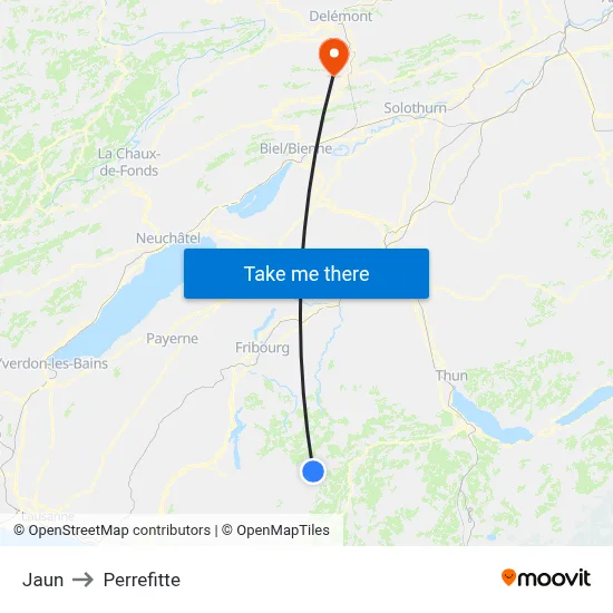 Jaun to Perrefitte map
