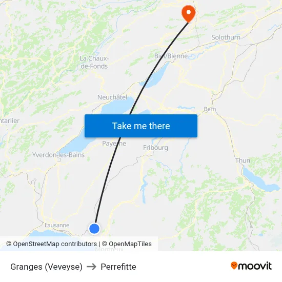 Granges (Veveyse) to Perrefitte map