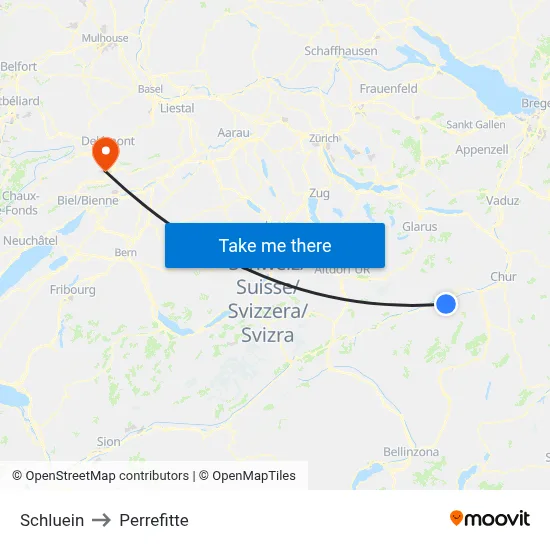 Schluein to Perrefitte map