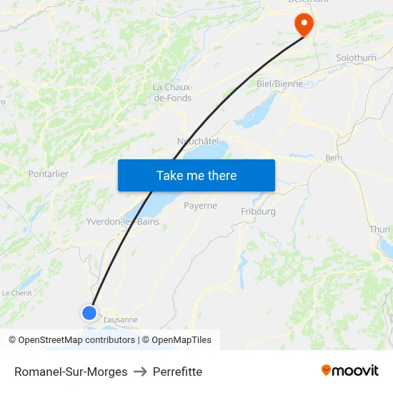 Romanel-Sur-Morges to Perrefitte map