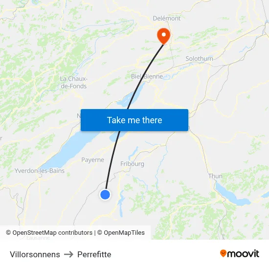 Villorsonnens to Perrefitte map
