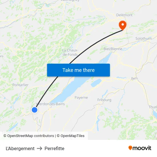 L'Abergement to Perrefitte map