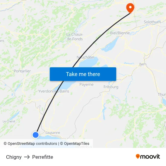 Chigny to Perrefitte map