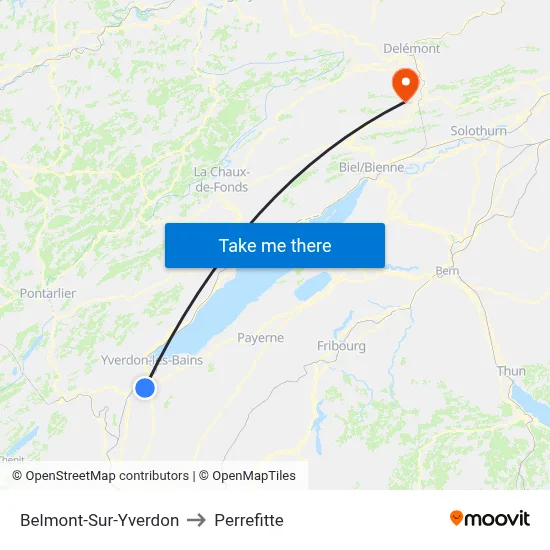 Belmont-Sur-Yverdon to Perrefitte map