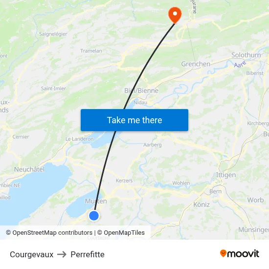 Courgevaux to Perrefitte map