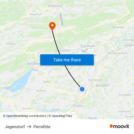 Jegenstorf to Perrefitte map