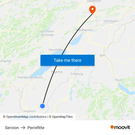 Servion to Perrefitte map