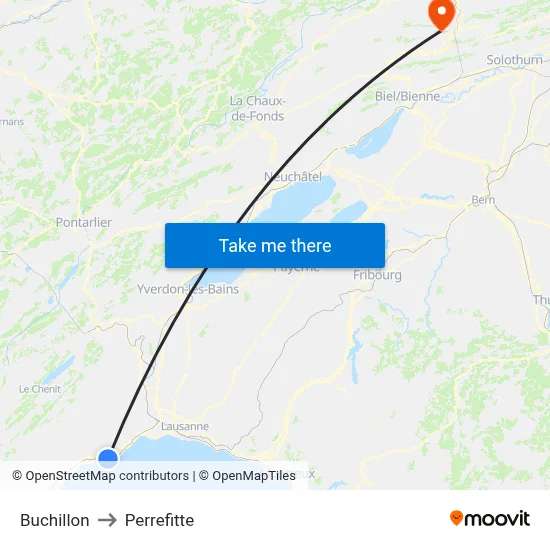 Buchillon to Perrefitte map