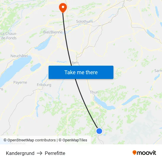 Kandergrund to Perrefitte map