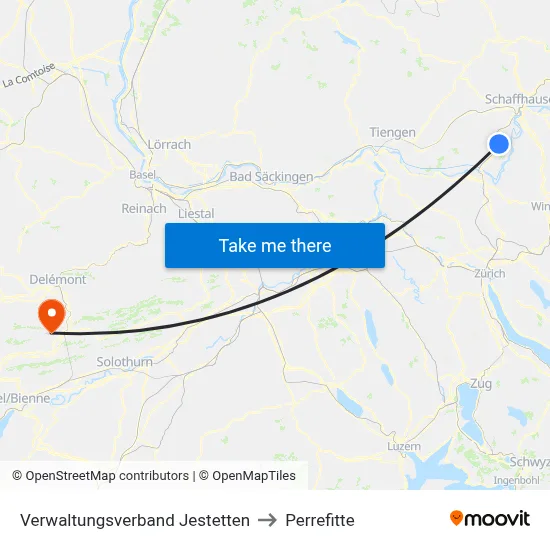 Verwaltungsverband Jestetten to Perrefitte map