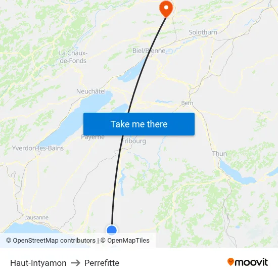 Haut-Intyamon to Perrefitte map