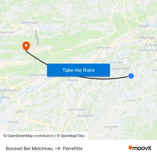 Busswil Bei Melchnau to Perrefitte map