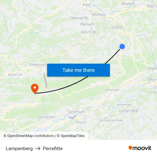 Lampenberg to Perrefitte map