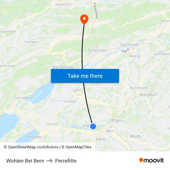Wohlen Bei Bern to Perrefitte map