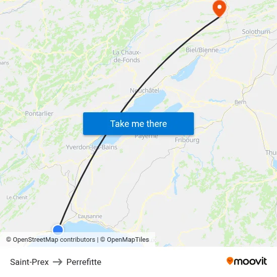 Saint-Prex to Perrefitte map